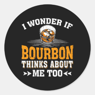 Ik vraag me af of Bourbon aan mij denkt Bourbon Dr Ronde Sticker