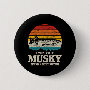 Ik vraag me af of Musky aan me denkt Vintage grapp Ronde Button 5,7 Cm