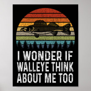 Ik vraag me af of Walleye denkt over mij Funny Wal Poster