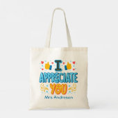 Ik waardeer je moderne script aangepaste naam tote bag (Achterkant)