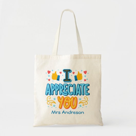 Ik waardeer je moderne script aangepaste naam tote bag (Voorkant)