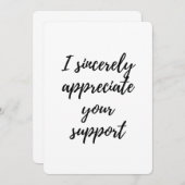 Ik waardeer uw steun bedankkaart (Voorkant / Achterkant)