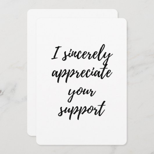Ik waardeer uw steun bedankkaart (Voorkant / Achterkant)