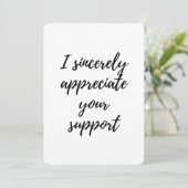 Ik waardeer uw steun bedankkaart (Staand voorkant)