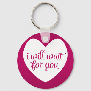 Ik wacht op je roze hart sleutelhanger