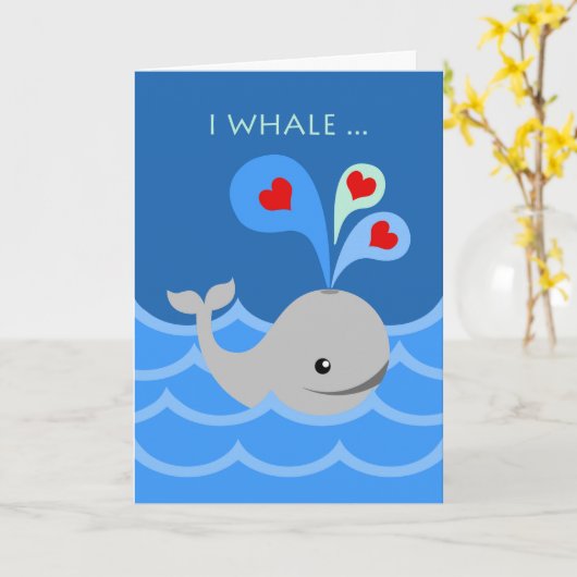 Ik walvis altijd uw Valentijn, walvis en harten Kaart (Gele Bloem)