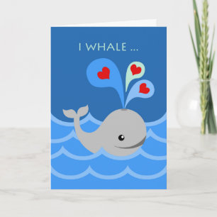 Ik walvis altijd uw Valentijn, walvis en harten Kaart