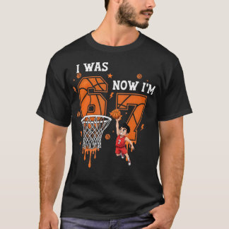Ik was 6 Nu ben ik 7 Basketbal Verjaardag 6 7 Meme T-shirt