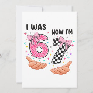 Ik was 6 nu ben ik 7 schattige verjaardagsnummers kaart