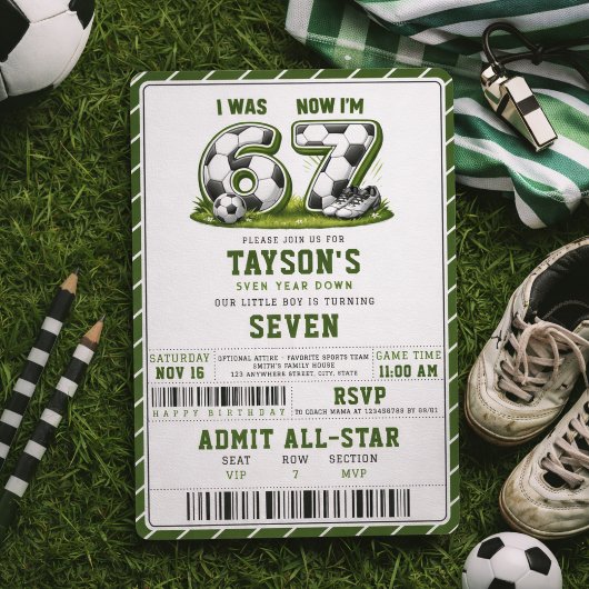 Ik was 6, nu ben ik 7 Voetbal verjaardag – All-Sta Kaart