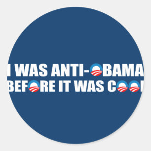 IK WAS ANTI-OBAMA VOOR HET COOL WAS RONDE STICKER
