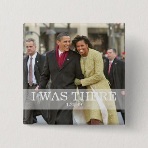 IK WAS ER: President Barack en Michelle Obama Vierkante Button 5,1 Cm