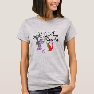 Ik was gewoon drie katten geleden grappige trendy t-shirt