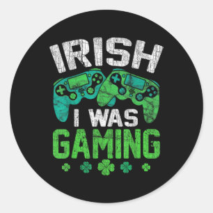 Ik was het spelen van grappig videospel Shamrock S Ronde Sticker
