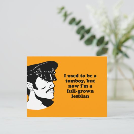 IK WAS TOMAAR NU EEN VOLLEDIGE LESB. BRIEFKAART (Staand voorkant)