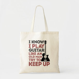 Ik weet dat ik gitaar speel als een oude Man gitar Tote Bag