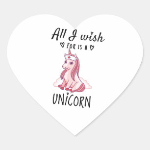 Ik wens alleen een Unicorn Hart Sticker