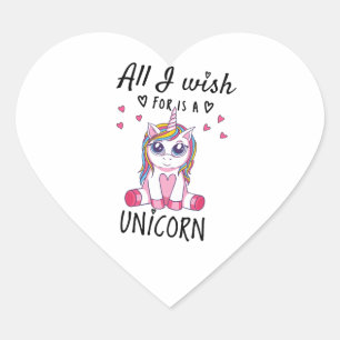 Ik wens alleen een Unicorn Hart Sticker
