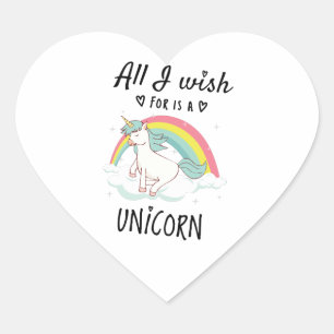 Ik wens alleen een Unicorn Hart Sticker
