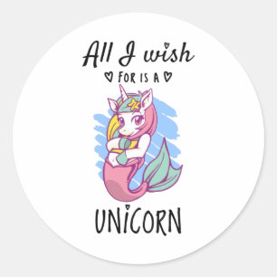 Ik wens alleen een Unicorn Ronde Sticker