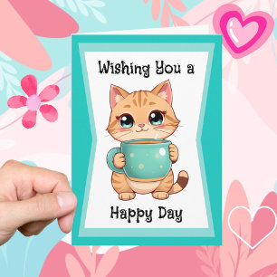 Ik wens je een fijne dag Schattigee kattenvriend Kaart