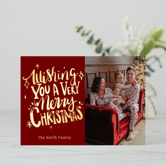 Ik wens je een heel prettig kerstfeest folie feestdagenkaart (Staand Voorkant)