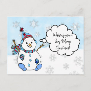 Ik wens je een Holly Jolly kerstman Snowman Briefkaart