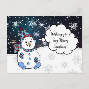 Ik wens je een Holly Jolly kerstman Snowman Briefkaart