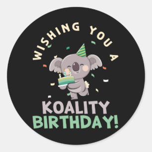 Ik wens je een Koality Birthday Koala Birthday Ronde Sticker