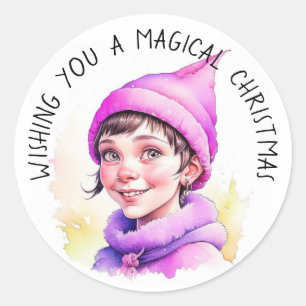 Ik wens je een magische kerst  Elf Ronde Sticker