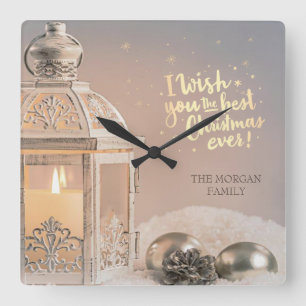 Ik wens je het allerbeste kerstfeest, Lantern Vierkante Klok