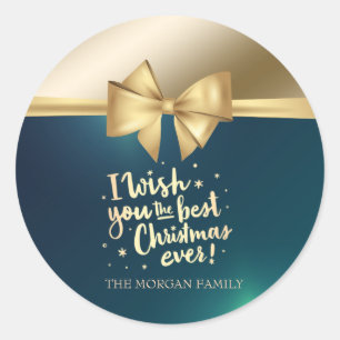 Ik wens je het beste kerstfeest ooit Gouden Boog G Ronde Sticker