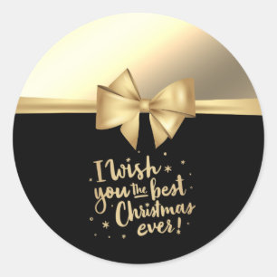 Ik wens je het beste met Kerstmis ooit, Nep gouden Ronde Sticker