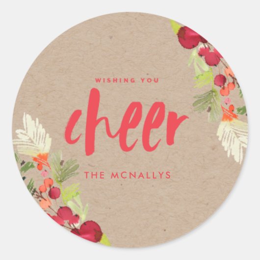 Ik wens u Cheer Floral Gift Label Sticker (Voorkant)