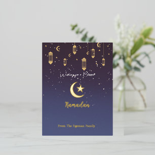 Ik wens u een gezegend Ramadan Gold Folie Uitnodiging Briefkaart