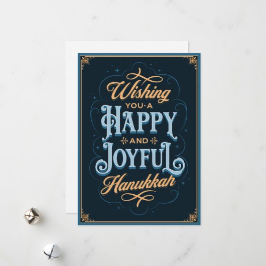 Ik wens u een Happy and Joyful Hanukkah-kaart Feestdagenkaart (Voorkant / Achterkant in situ)