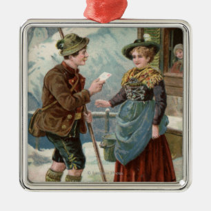 Ik wens u een Happy New YearMountain Scene Metalen Ornament