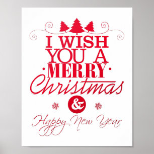 Ik wens u een heel prettig kerstfeest en een geluk poster