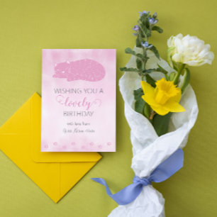 Ik wens u een mooie verjaardag roze kat groet briefkaart