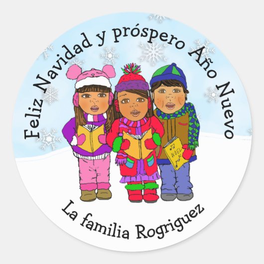 Ik wens u een prettige kerstCarolers die u persoon Ronde Sticker (Voorkant)