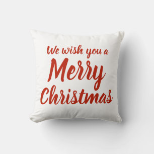 Ik wens u een prettige kerstfeestdag met rood wit kussen