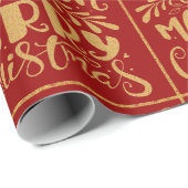 Ik wens u een prettige kerstrode en gouden Typogra Cadeaupapier (Rol Hoek)