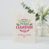 Ik wens u een vrolijk kerstfeest en een gelukkig n briefkaart (Staand voorkant)