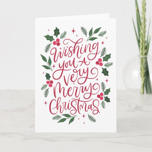 Ik wens u een vrolijk kerstfeest met de hand gesch kaart (Voorkant)