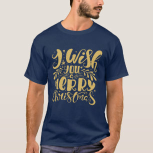 Ik wens u een vrolijke kerst gouden typografie t-shirt