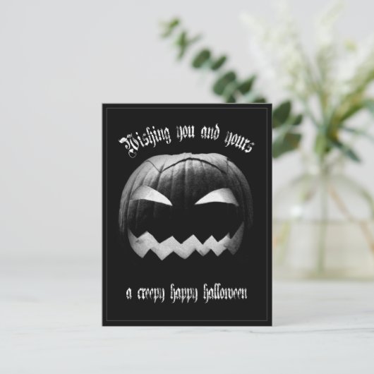 Ik wens u en u een griezelige Halloween Feestdagenkaart (Staand voorkant)