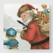 Ik wens u kerstcadeau van Ellen Clapsaddle Vierkante Klok (Voorkant)