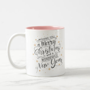 Ik wens u prettige kerstdagen tweekleurige koffiemok