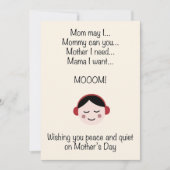 Ik wens u rust en stilte op Moederdag Feestdagenkaart (Voorkant)