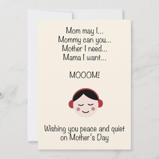 Ik wens u rust en stilte op Moederdag Feestdagenkaart (Voorkant)